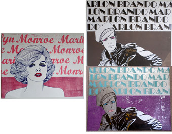 Silk screen and Linocuts of Marlon Brando and Marylin Monroe 