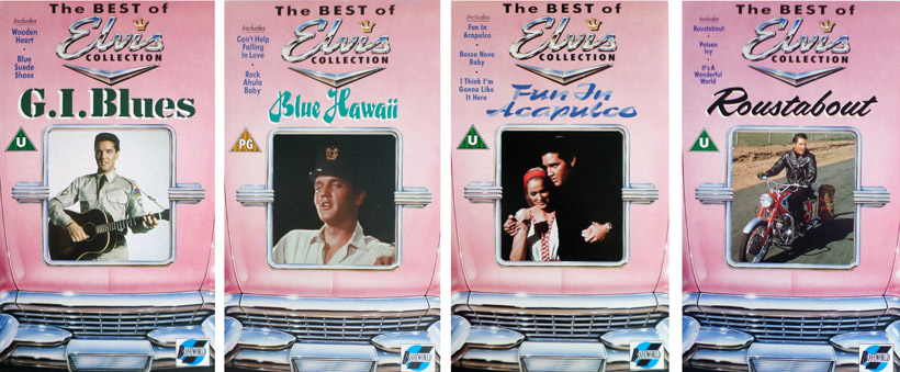 4 of the Elvis Collection sleeves showing the pink Cadillac visual theme.