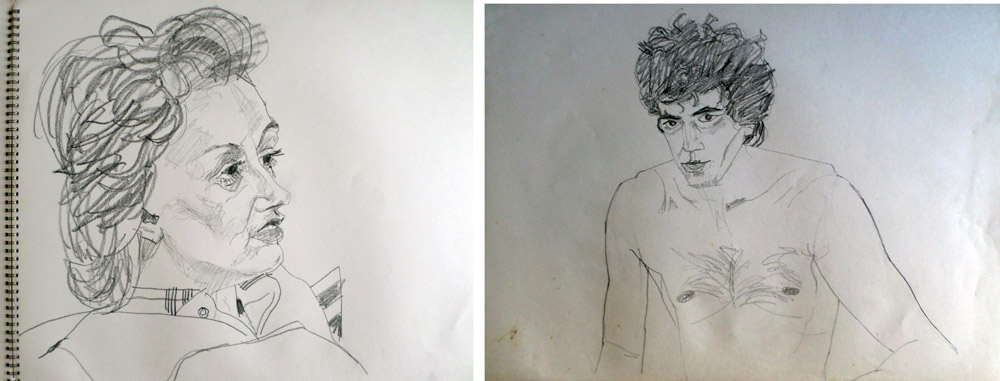 Sally Crowther & drawing of me 1976