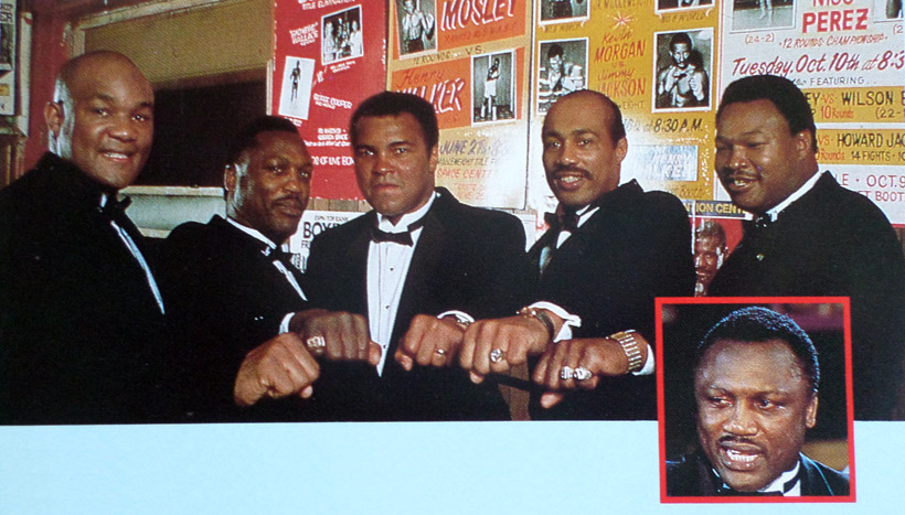 The Champs - George Foreman, Joe Frazier, Muhammad Ali, Ken Norton and Larry Holmes.
