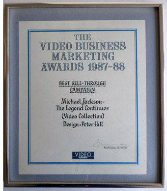 The Video Business Marketing Award for Design 1987 - 1988.
