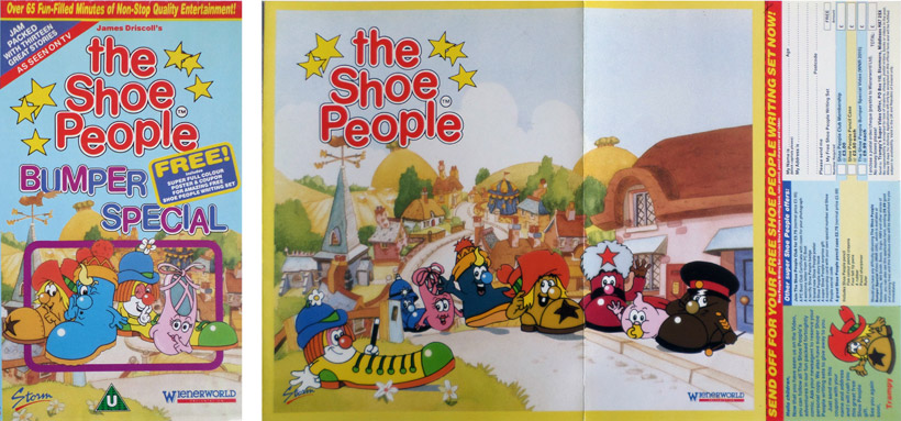 The Shoe People Bumper Special video sleeve, note the attached poster and Offer panel. This made the sleeve very bulky and expensive to produce!