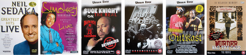 Neil Sedaka - Live, Smokey Robinson - Live,Suge Knight - The Real,Ruff Ryders - Documentary, Outcast - Uncovered,Murder Was The Case - The Movie.