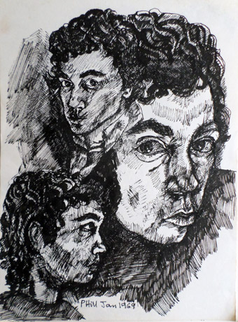 Black and white studies of me drawn with my Rotring pen